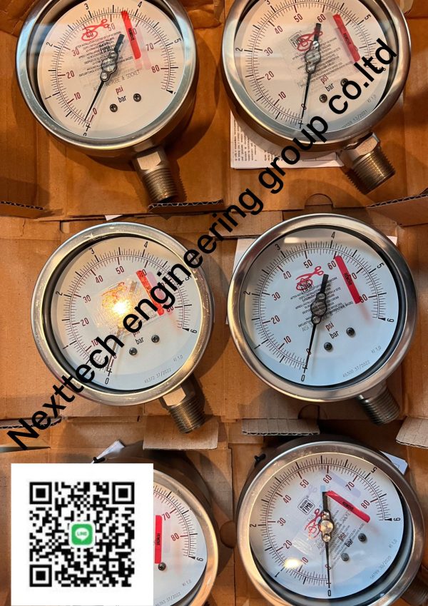 เพรสเชอร์เกจ เกจวัดแรงดัน ( Pressure Gauge ) หน้าปัด4นิ้ว เกลียวออกล่าง 1/2" ยี่ห้อ NUOVA FIMA