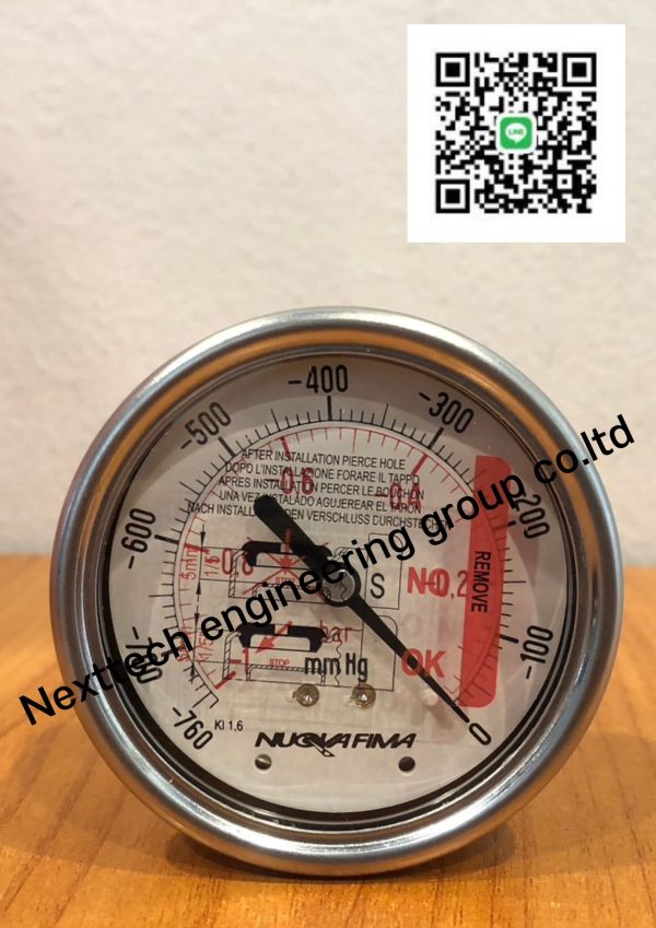 VACUMM GAUGE เกจวัดความดันสูญญากาศ หรือวัดความดันทางด้านสูญญากาศ หน้าปัด 2.5 นิ้ว -760 - 0mmHg